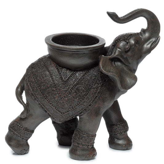 Peace of the East Wood Effect Elephant Tea Light Candle Holder on Back
