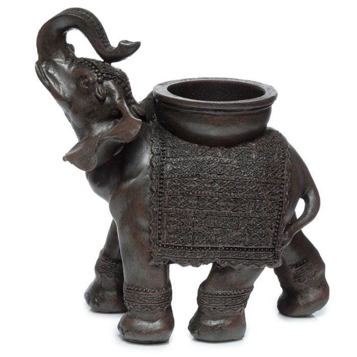 Peace of the East Wood Effect Elephant Tea Light Candle Holder on Back