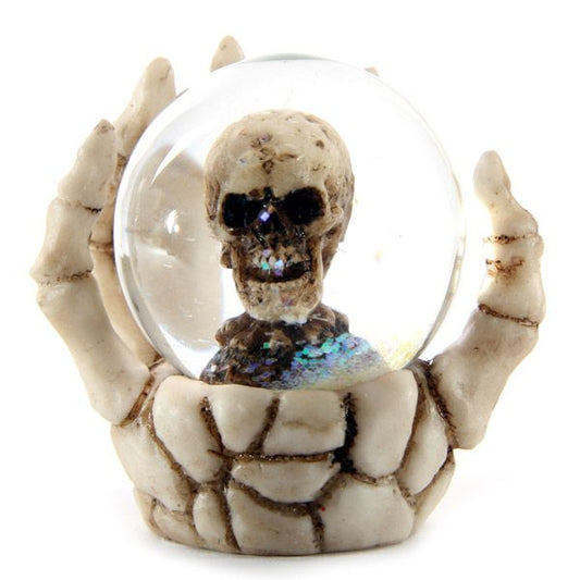 Skull Snow Globe in Skeleton Hand Snow Globe