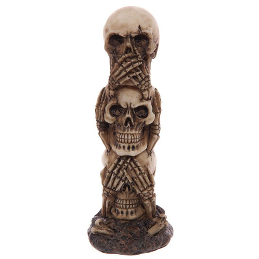 Hear No Speak No See No Evil Skull Totem Statue