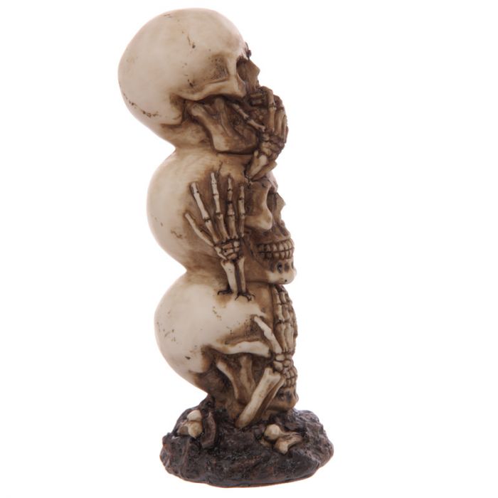 Hear No Speak No See No Evil Skull Totem Statue