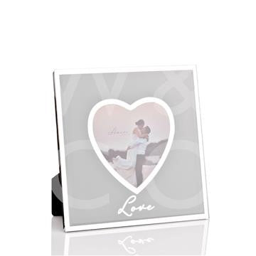 Heart with Mirror Border Photo Frame - Love