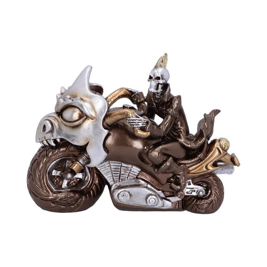 Ride or Die Bronze Motorcycle Model With Skeleton Rider
