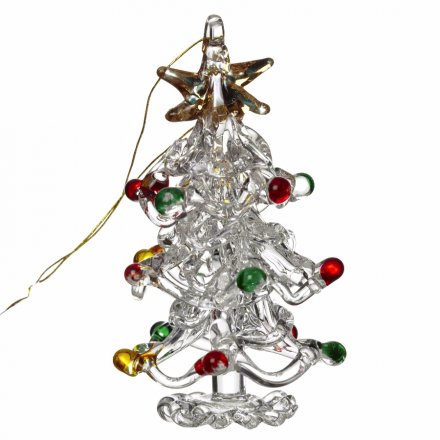 Glass Tree with Coloured Baubles