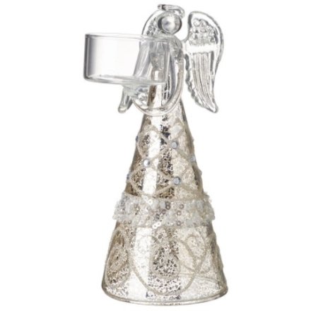 Glass Angel with Tea Light