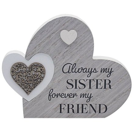 Double Heart Sister Plaque