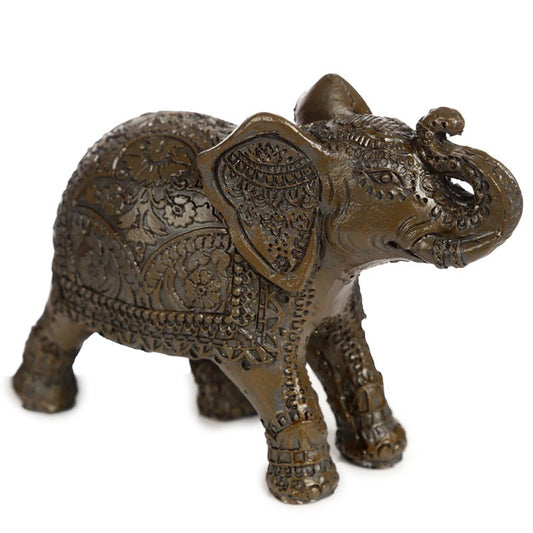 Peace of the East Dark Brushed Wood Effect Medium Thai Elephant Figurine