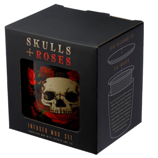 Skulls and Roses Infuser Mug Set with Lid