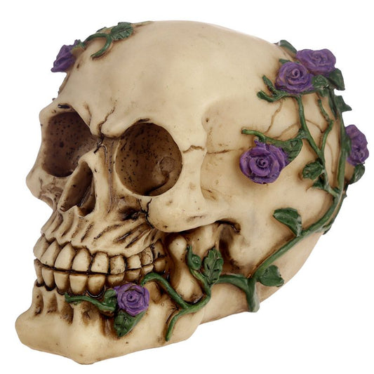 Skulls and Roses Skull with Purple Roses