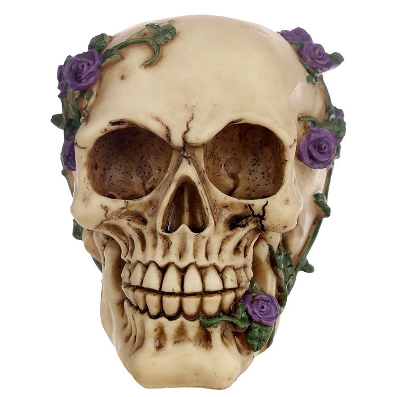 Skulls and Roses Skull with Purple Roses