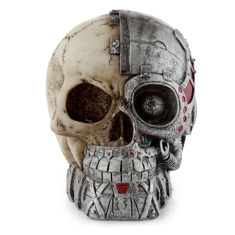 Steampunk Style Skull Half Robot Head