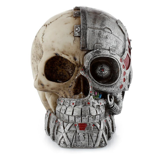 Steampunk Style Skull Half Robot Head