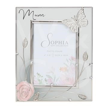 SOPHIA GLASS & WIRE PHOTO FRAME WITH BUTTERFLY  'MUM'