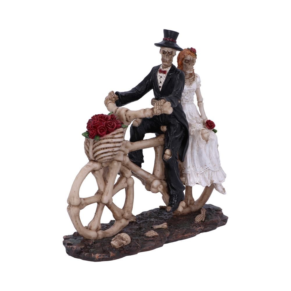 Hitch a Ride Bicycle Riding Skeleton Lovers Wedding Figurine