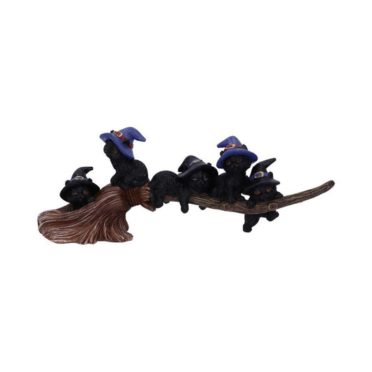 Purrfect Broomstick Witches Familiar Black Cats and Broomstick Figurine